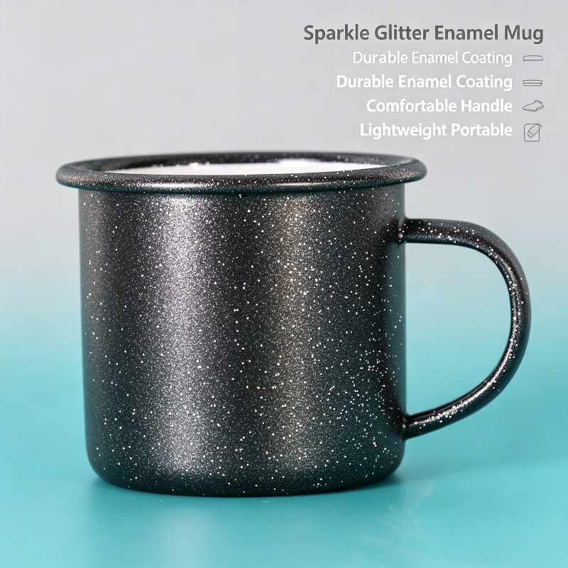 Coffee Tea Equipment - Taza Esmaltada Vintage con Patrón de