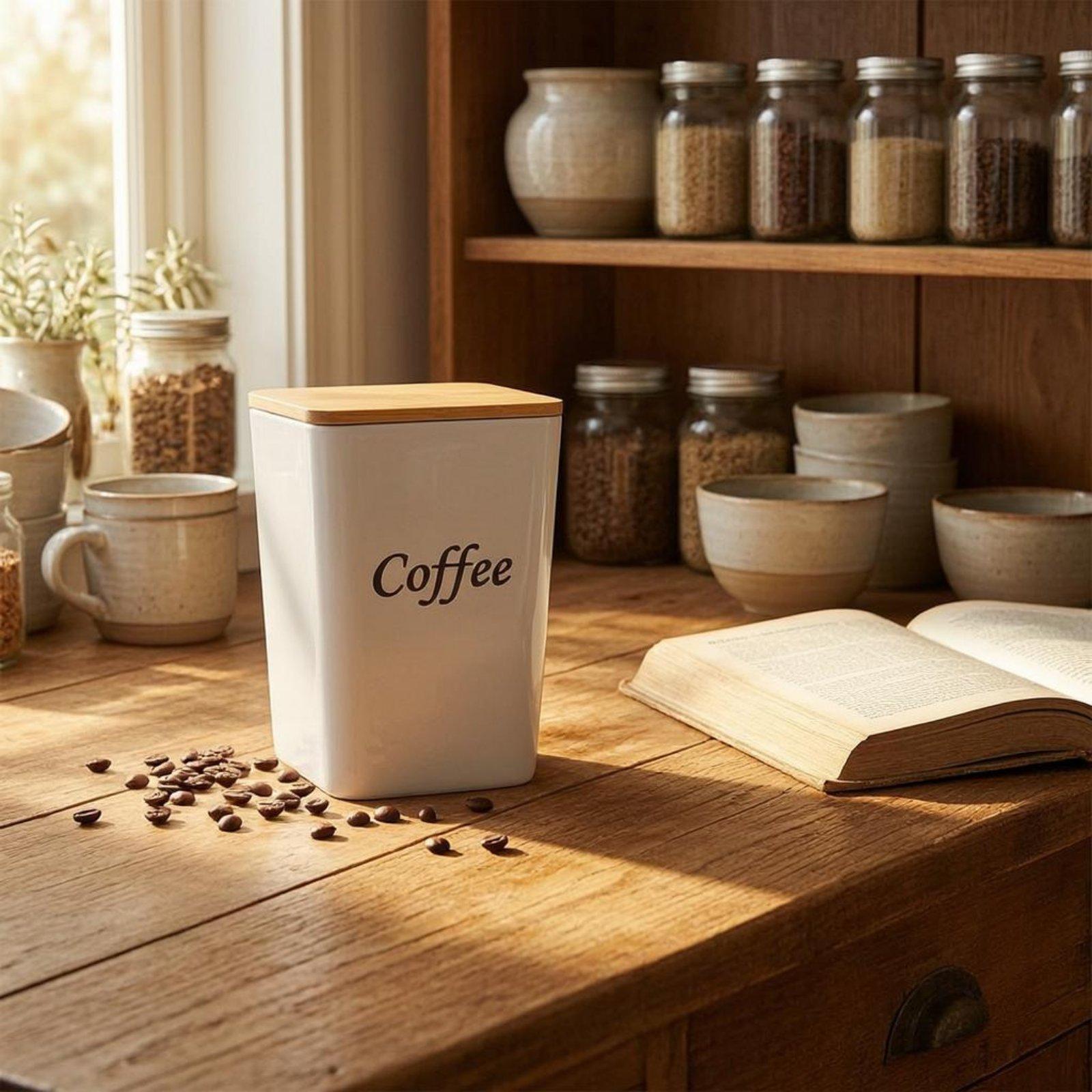 Canister Coffee Sugar Tea - Juego de recipientes metálicos con tapas