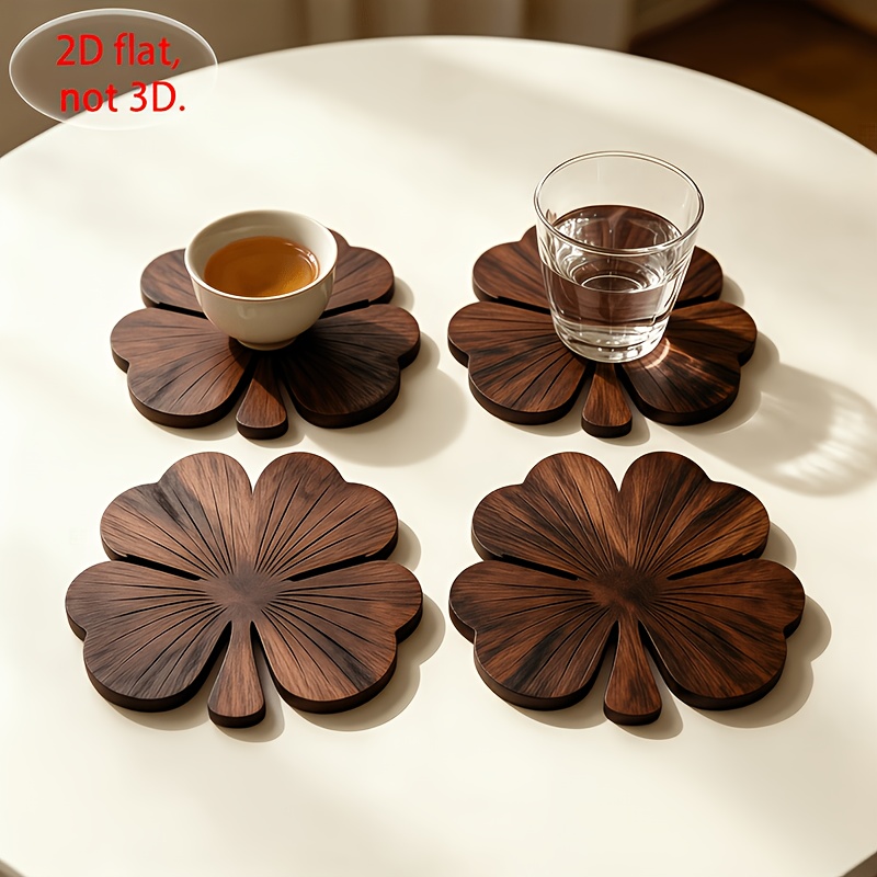 Coffee Tea Sugar Set - 4 posavasos de madera planos 2D