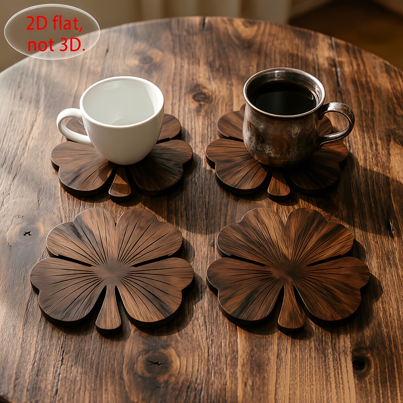 4 posavasos de madera planos 2 - Coffee Tea Sugar Set reseña y precio