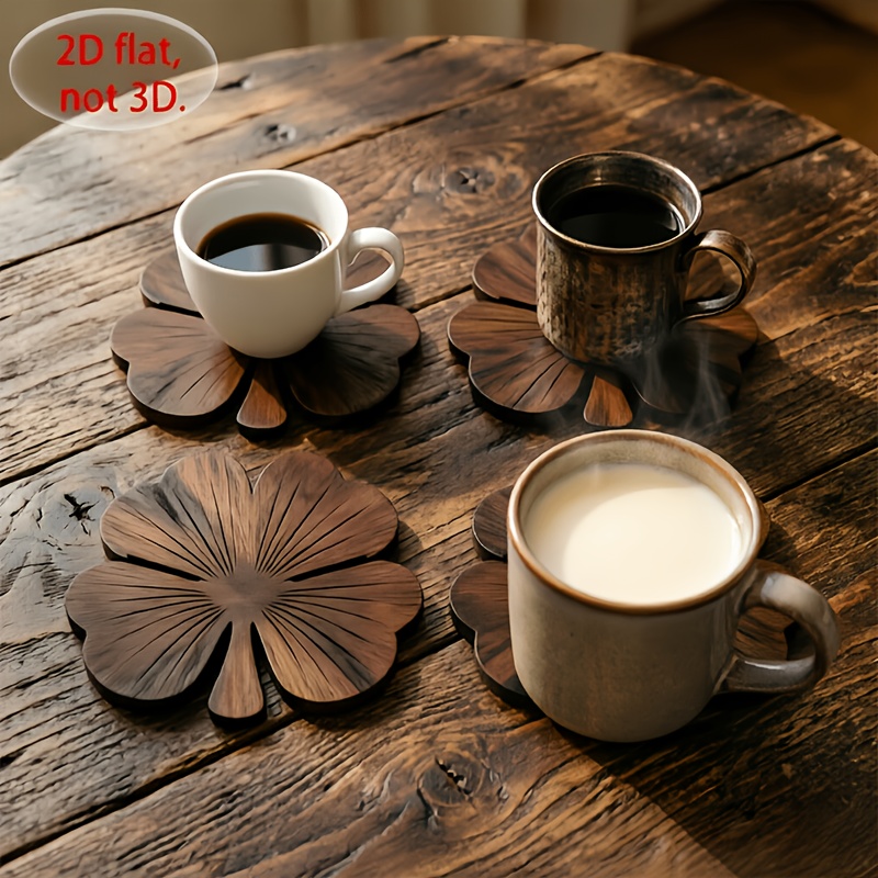 4 posavasos de madera planos 2 - Coffee Tea Sugar Set reseña y precio