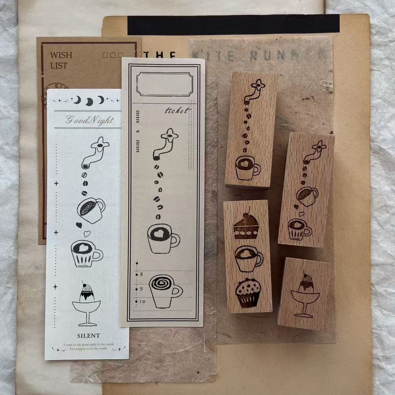Sello de Madera Vintage con Di - Coffee Tea Love reseña y precio