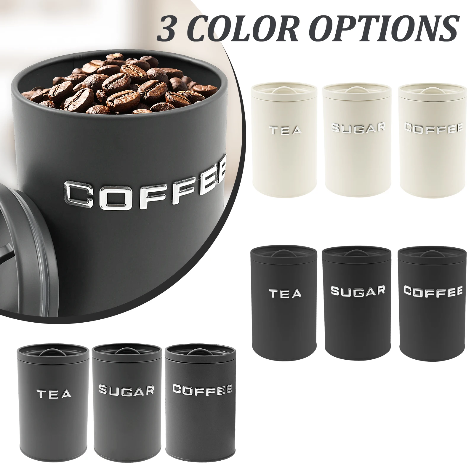 Tarro redondo de Metal para co - Canister Coffee Sugar Tea reseña y precio