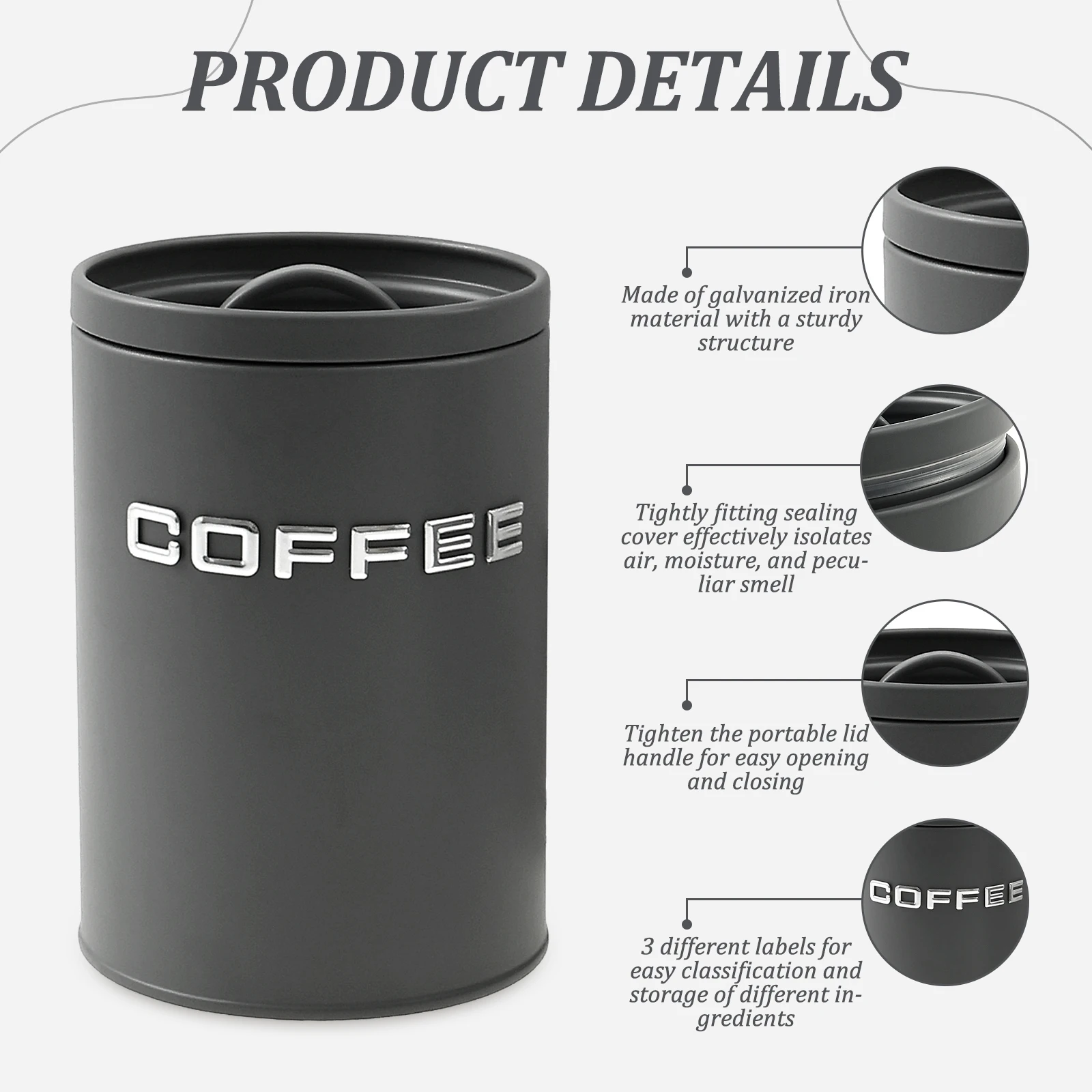Tarro redondo de Metal para co - Canister Coffee Sugar Tea reseña y precio