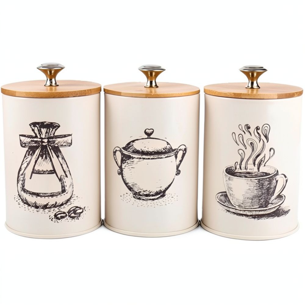Recipiente de metal con tapa d - Canister Coffee Sugar Tea reseña y precio