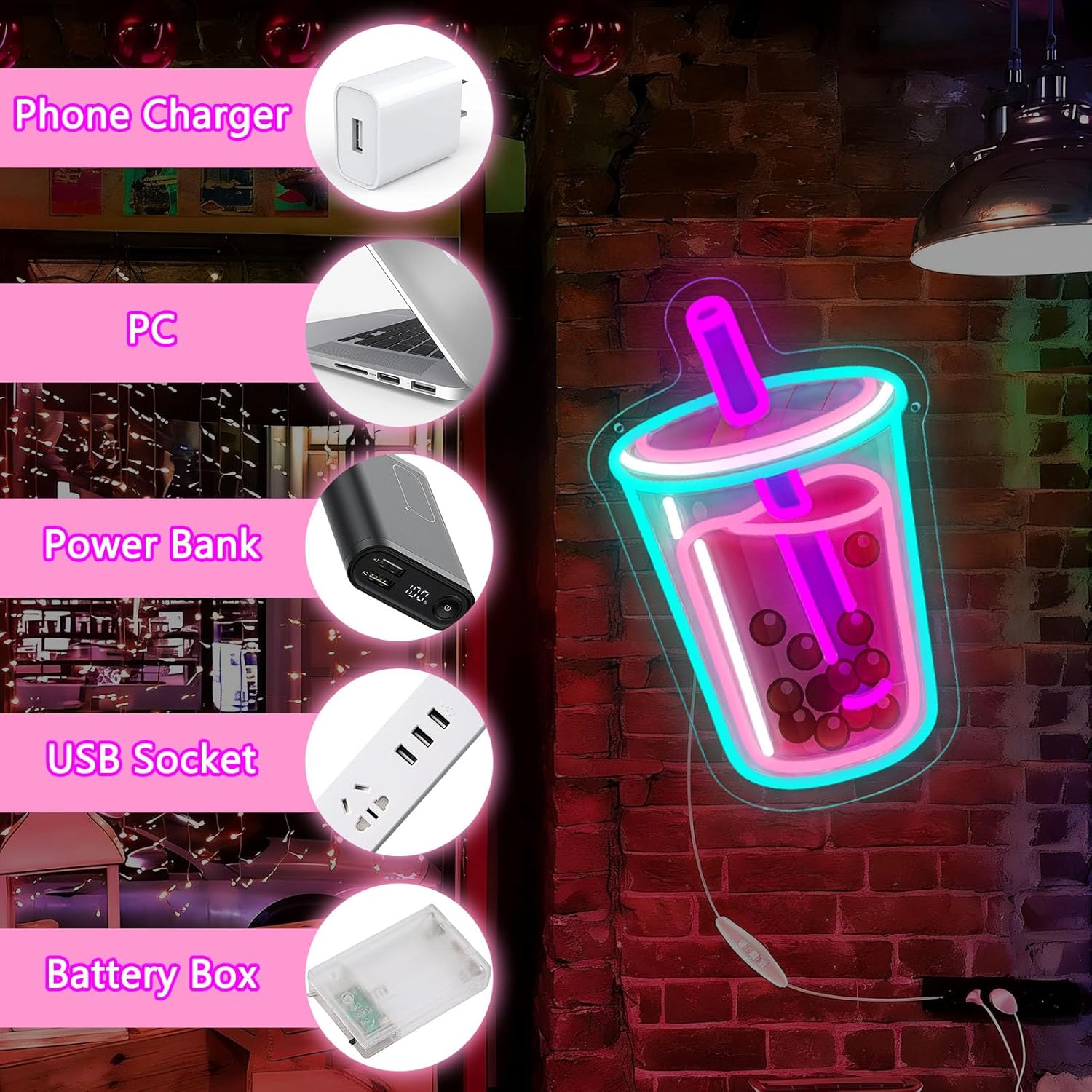 Letrero de neón de Bubble Tea, - Coffee Tea Neon Sign reseña y precio